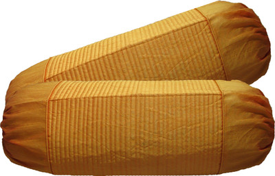 

HOME SHINE Striped Bolsters Cover(Pack of 2, 77.5 cm*40 cm, Yellow)