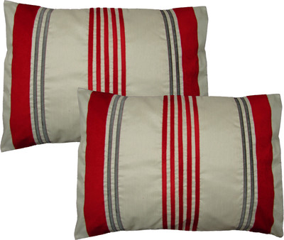 

HOME SHINE Striped Pillows Cover(Pack of 2, 50 cm*70 cm, Red)