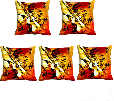 

IndiWeaves Printed Cushions Cover(Pack of 5, 40 cm*40 cm, Orange, Black), Black;orange