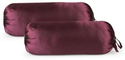 First Row Satin Bolsters Cover(Pack of 2, 77 cm, Maroon)