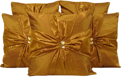 

HOME SHINE Floral Cushions Cover(Pack of 5, 40 cm*40 cm, Gold)