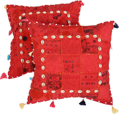 

Rajrang Floral Cushions Cover(Pack of 2, 43 cm*43 cm, Red)