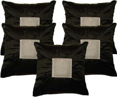 

HOME SHINE Geometric Cushions Cover(Pack of 5, 40 cm*40 cm, Black)