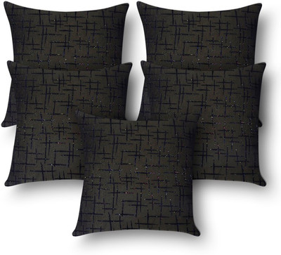

First Row Embroidered Cushions Cover(Pack of 5, 40 cm, Black)