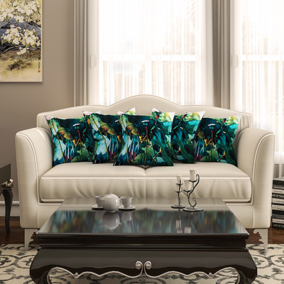

SEJ by Nisha Gupta Floral Cushions Cover(Pack of 5, 40.64 cm*40.64 cm, Green)