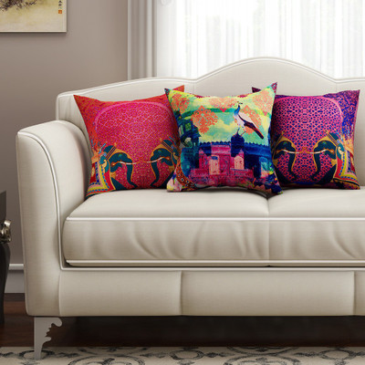 

SEJ by Nisha Gupta Abstract Cushions Cover(Pack of 3, 40.64 cm*40.64 cm, Multicolor)