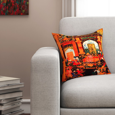

SEJ by Nisha Gupta Abstract Cushions Cover(40.64 cm*40.64 cm, Orange)