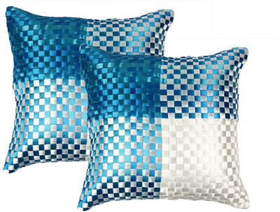 

Soundarya Checkered Cushions Cover(Pack of 2, 40 cm*40 cm, Light Blue, White)