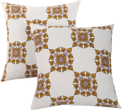 

Rajrang Floral Cushions Cover(Pack of 2, 46 cm*46 cm, White)