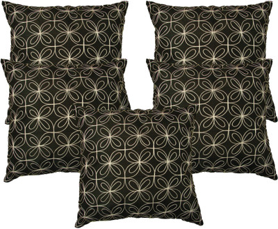 

HOME SHINE Embroidered Cushions Cover(Pack of 5, Black)