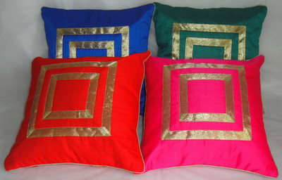 

ASC Embroidered Cushions Cover(Pack of 4, 40.64 cm*40.64 cm, Red, Pink, Blue, Green), Blue;green;pink;red