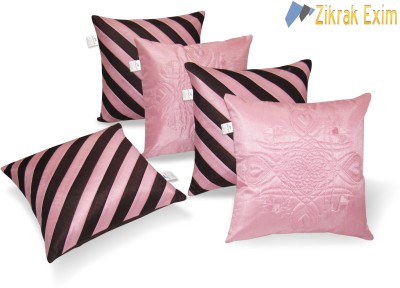 ZIKRAK EXIM Embroidered Cushions Cover(Pack of 5, 40 cm*40 cm, Brown, Pink)