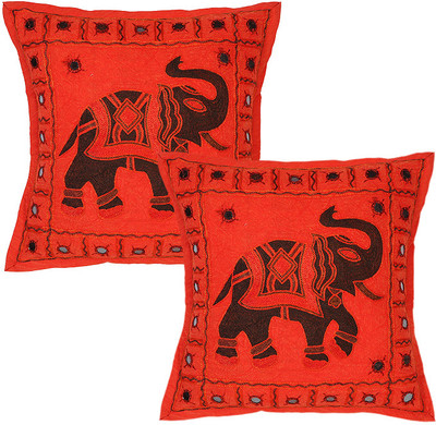 

Rajrang Embroidered Cushions Cover(Pack of 2, 40.64 cm*40.64 cm, Red)