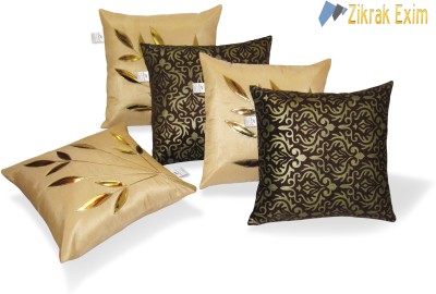 ZIKRAK EXIM Floral Cushions Cover(Pack of 5, 40 cm*40 cm, Brown, Beige)
