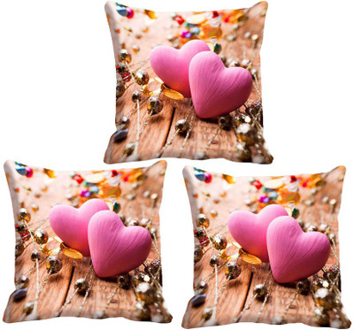 

IndiWeaves Printed Cushions Cover(Pack of 3, 30 cm*30 cm, Beige, Pink)