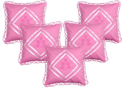 

Rj Products Embroidered Cushions Cover(Pack of 5, 40 cm*40 cm, Pink)