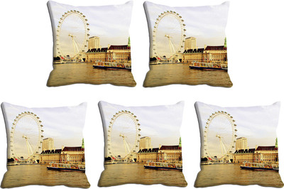 

IndiWeaves Printed Cushions Cover(Pack of 5, 40 cm*40 cm, Orange, Black), Black;orange