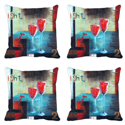 62% OFF on meSleep Abstract Cushions Cover(Pack of 4, 40.62 cm*40.62 cm, Multicolor)