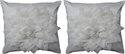

HOME SHINE Floral Cushions Cover(Pack of 2, 40 cm*40 cm, White)