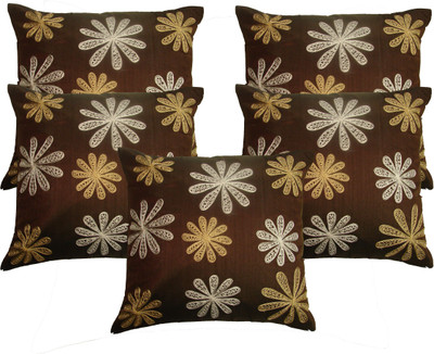

HOME SHINE Embroidered Cushions Cover(Pack of 5, 40 cm*40 cm, Brown)
