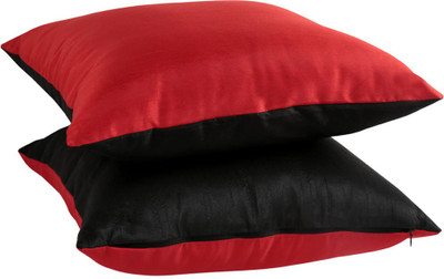 

Rajrang Plain Cushions Cover(Pack of 2, 41 cm*41 cm, Red, Black), Black;red