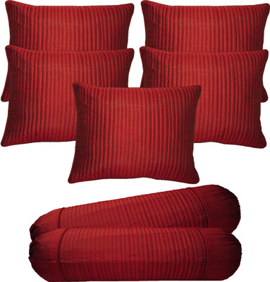 

HOME SHINE Striped Cushions & Pillows Cover(Pack of 7, 40 cm*40 cm, Maroon)