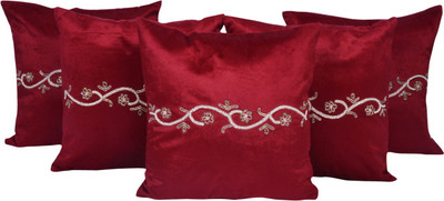 

Shine Villa Embroidered Cushions Cover(Pack of 5, 40 cm*40 cm, Maroon)