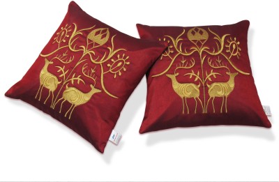 ZIKRAK EXIM Embroidered Cushions Cover(Pack of 2, 40 cm*40 cm, Maroon)