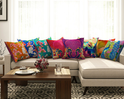 

SEJ by Nisha Gupta Abstract Cushions Cover(Pack of 8, 40.64 cm*40.64 cm, Multicolor)