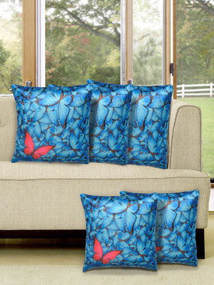 Alina Decor Printed Cushions Cover(Pack of 5, 40.64 cm, Blue)