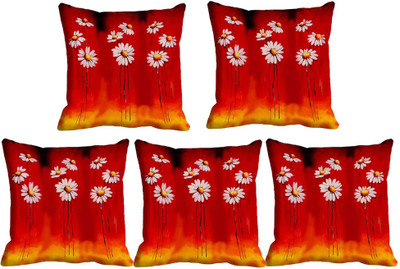 

IndiWeaves Printed Cushions Cover(Pack of 5, 40 cm*40 cm, Red, Yellow)