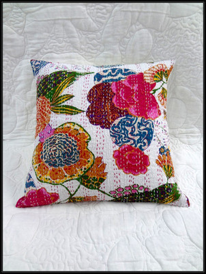 

Kantha Embroidered Cushions Cover(16 cm*16 cm, Multicolor)