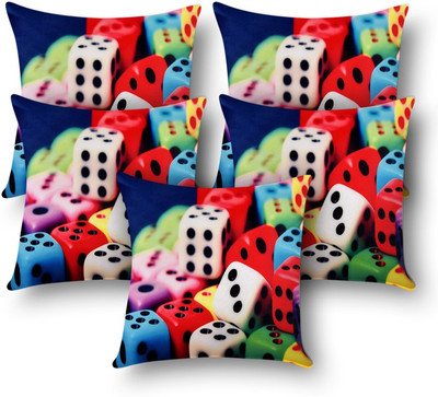 

First Row Abstract Cushions Cover(Pack of 5, 40 cm, Multicolor)