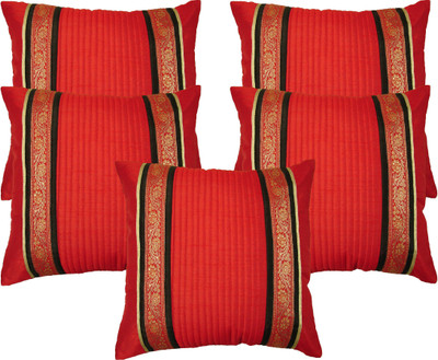 HOME SHINE Striped Cushions Cover(Pack of 5, 40 cm*40 cm, Red)