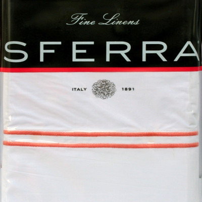 

Sferra Plain Pillows Cover(Pack of 2, 83 cm*55 cm, White, Orange), Orange;white