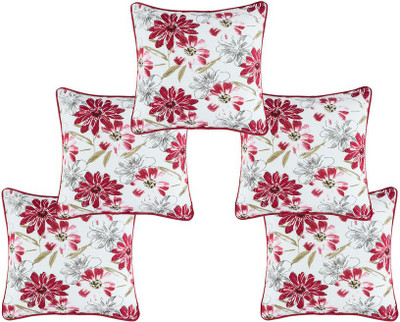

Soumya Furnishings Floral Cushions Cover(Pack of 5, 40 cm*40 cm, Red)