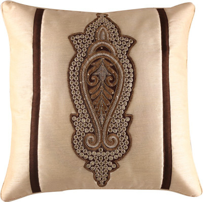 

E-Retailer Checkered Cushions Cover(28 cm, Gold)