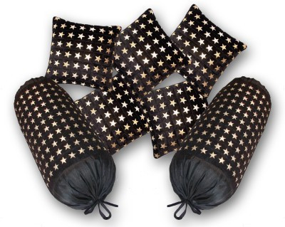 

Nikunj Geometric Bolsters Cover(Pack of 7, 40 cm*75 cm, Black, Beige), Beige;black