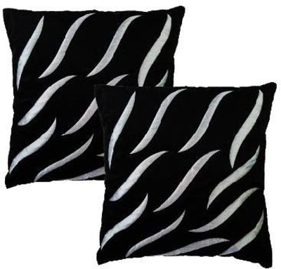 

Nikunj Embroidered Cushions Cover(Pack of 2, 40 cm, Black)