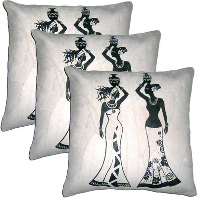 ChicAntique Printed Cushions Cover(Pack of 3, 40 cm*40 cm, Multicolor)