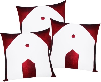 ZIKRAK EXIM Abstract Cushions Cover(Pack of 3, 40 cm*40 cm, White, Maroon)
