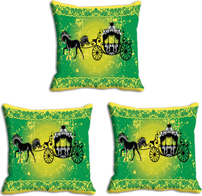 

IndiWeaves Printed Cushions Cover(Pack of 3, 16 cm*16 cm, Orange, Black), Black;orange