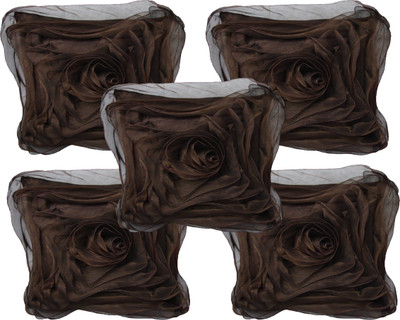 

HOME SHINE Floral Cushions Cover(Pack of 5, 40 cm*40 cm, Brown)