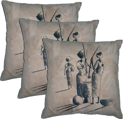 

ChicAntique Printed Cushions Cover(Pack of 3, 40 cm*40 cm, Beige)