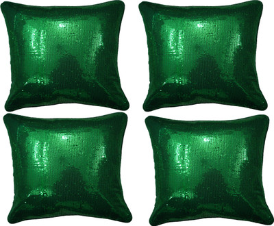 

HOME SHINE Embroidered Cushions Cover(Pack of 4, 40 cm*40 cm, Dark Green)