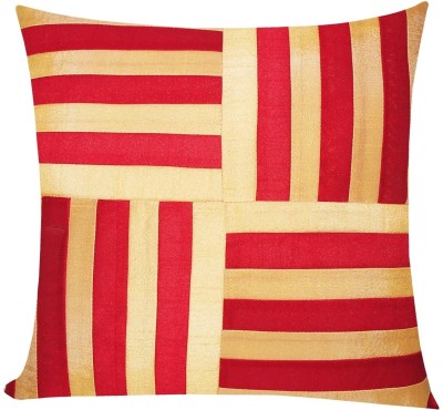 ZIKRAK EXIM Striped Cushions Cover(40 cm*40 cm, Beige, Red)