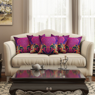 

SEJ by Nisha Gupta Abstract Cushions Cover(Pack of 5, 40.64 cm*40.64 cm, Multicolor)