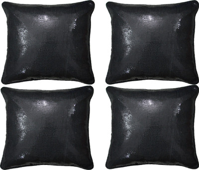 

HOME SHINE Embroidered Cushions Cover(Pack of 4, 40 cm*40 cm, Black)