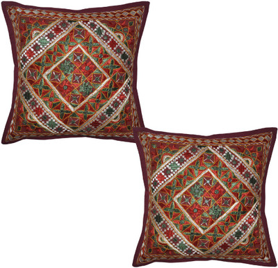 41% OFF on Lal Haveli Embroidered Cushions Cover(Pack of 2, 41 cm*41 cm, Maroon)