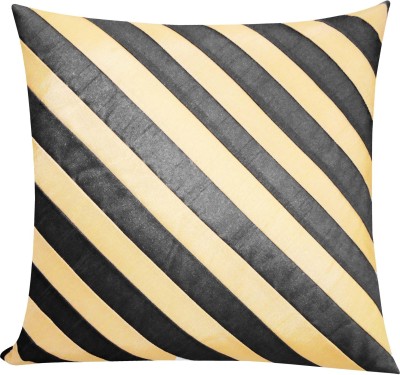 ZIKRAK EXIM Striped Cushions Cover(40 cm*40 cm, Beige, Black)